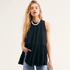 Free People Right On Time Tunic In Black Size Medium Bohemian Beach Summer